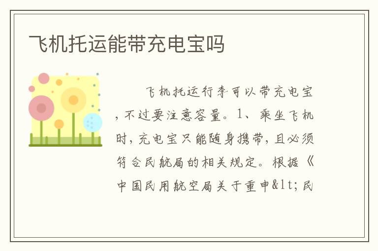 飞机托运能带充电宝吗